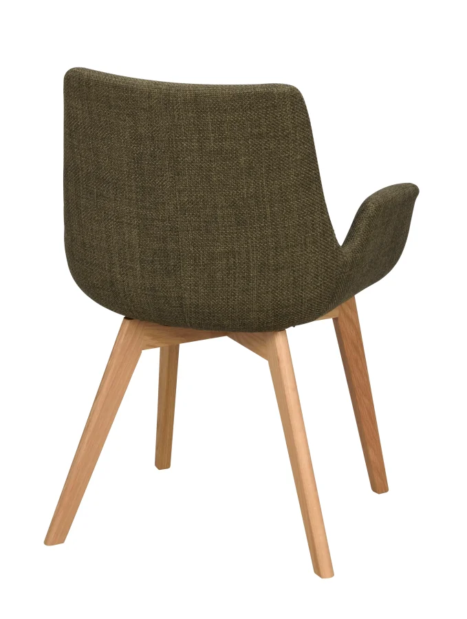 ROWICO Drimsdale lnestol, m. armln - grn polyester og natur eg