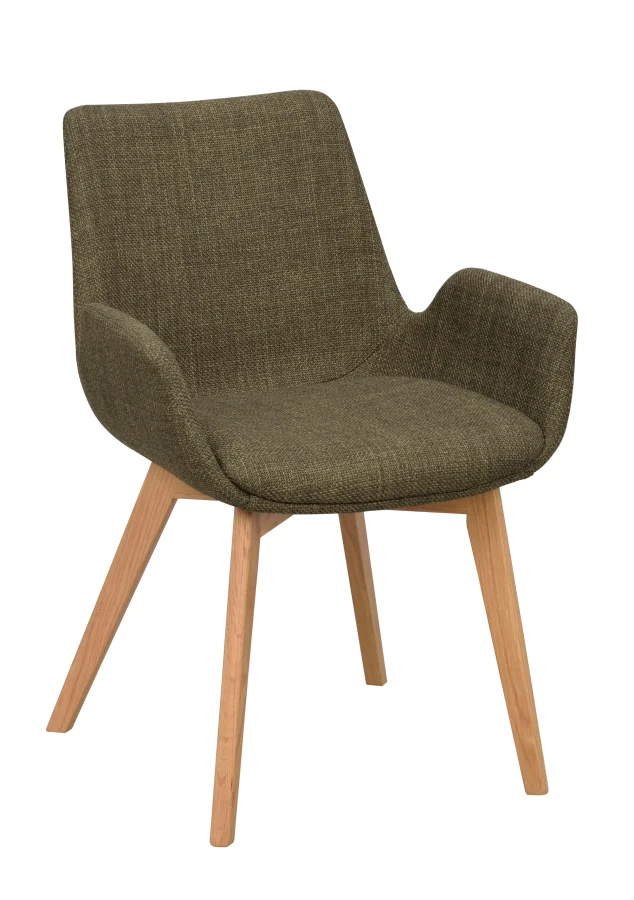 ROWICO Drimsdale lnestol, m. armln - grn polyester og natur eg