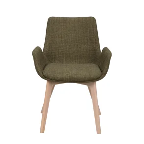 ROWICO Drimsdale lnestol, m. armln - grn polyester og hvidpigmenteret eg