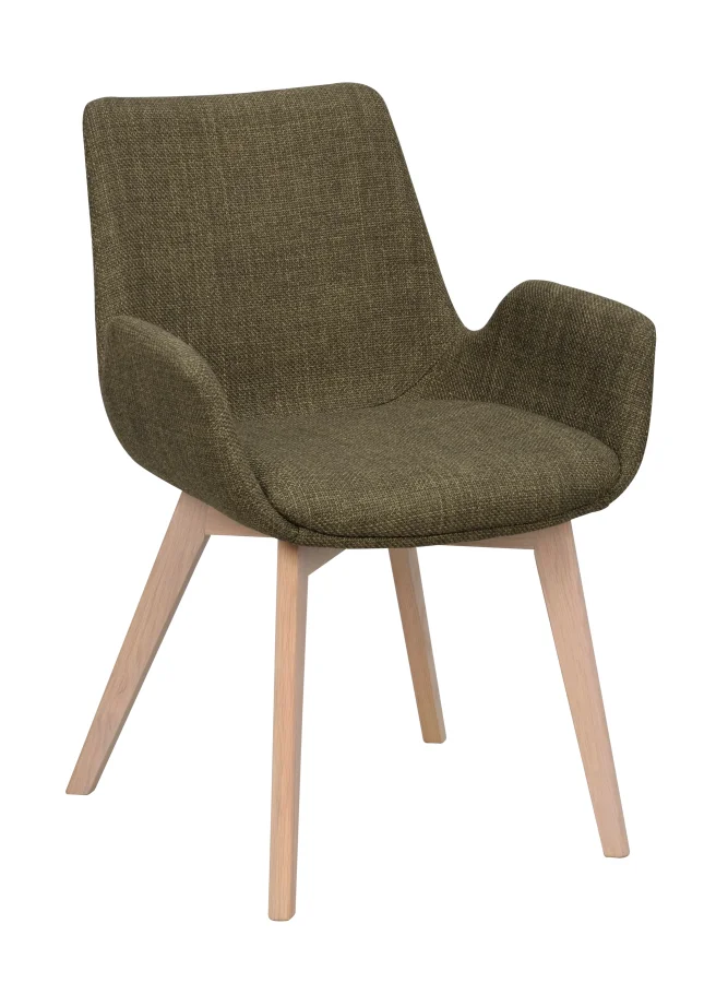 ROWICO Drimsdale lnestol, m. armln - grn polyester og hvidpigmenteret eg