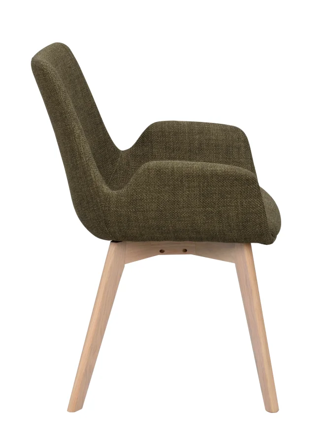 ROWICO Drimsdale lnestol, m. armln - grn polyester og hvidpigmenteret eg