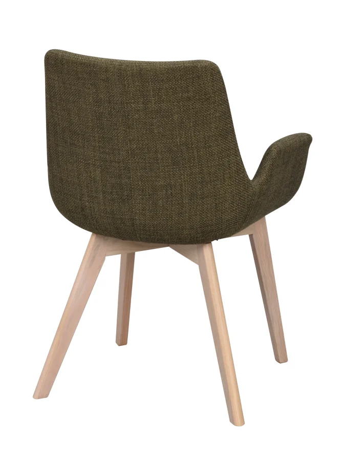 ROWICO Drimsdale lnestol, m. armln - grn polyester og hvidpigmenteret eg