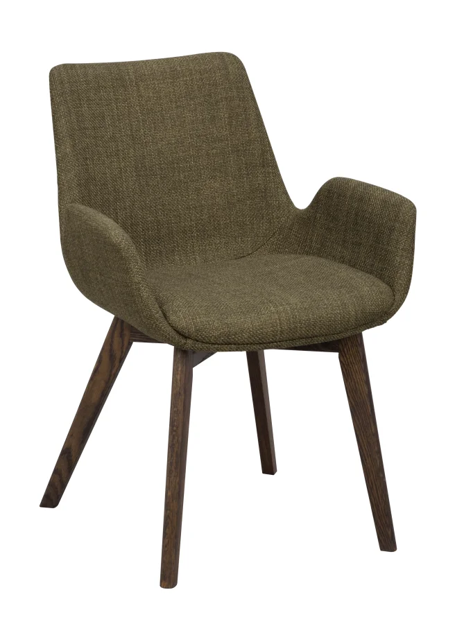 ROWICO Drimsdale lnestol, m. armln - grn polyester og brun eg