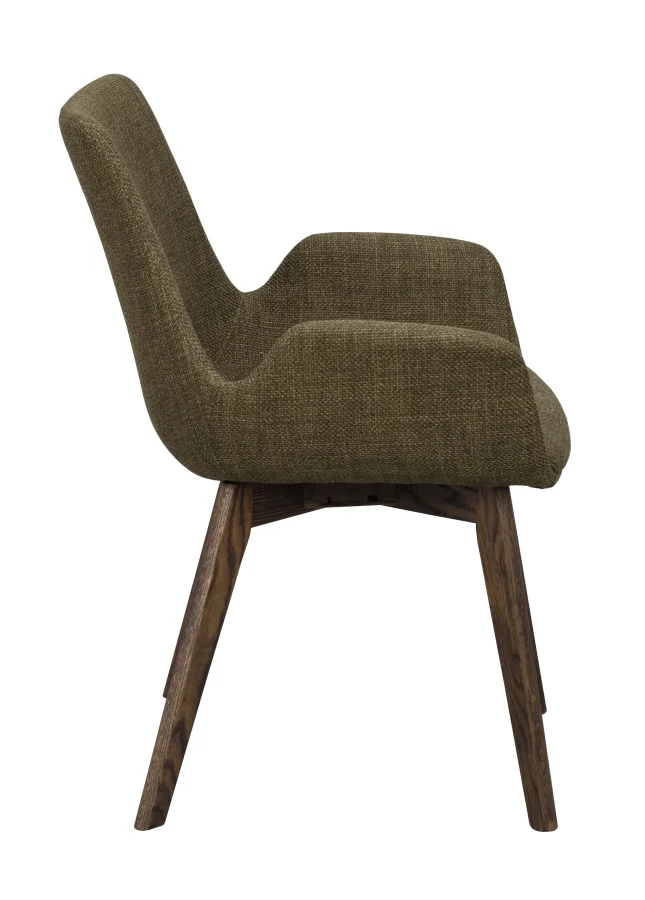 ROWICO Drimsdale lnestol, m. armln - grn polyester og brun eg