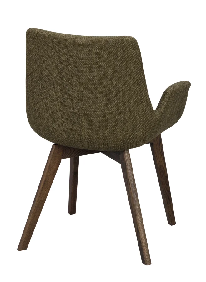 ROWICO Drimsdale lnestol, m. armln - grn polyester og brun eg