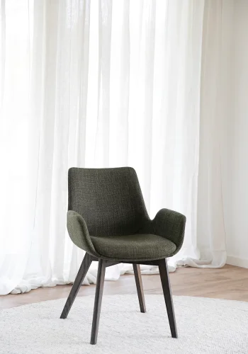 ROWICO Drimsdale lnestol, m. armln - grn polyester og brun eg