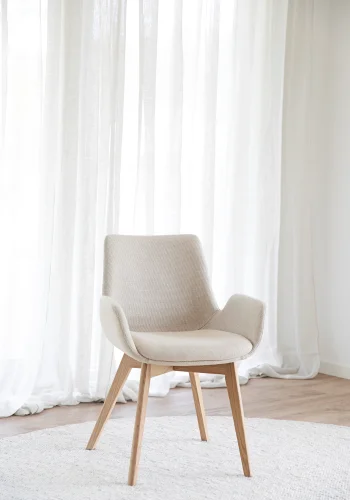 ROWICO Drimsdale lnestol, m. armln - beige polyester og natur eg