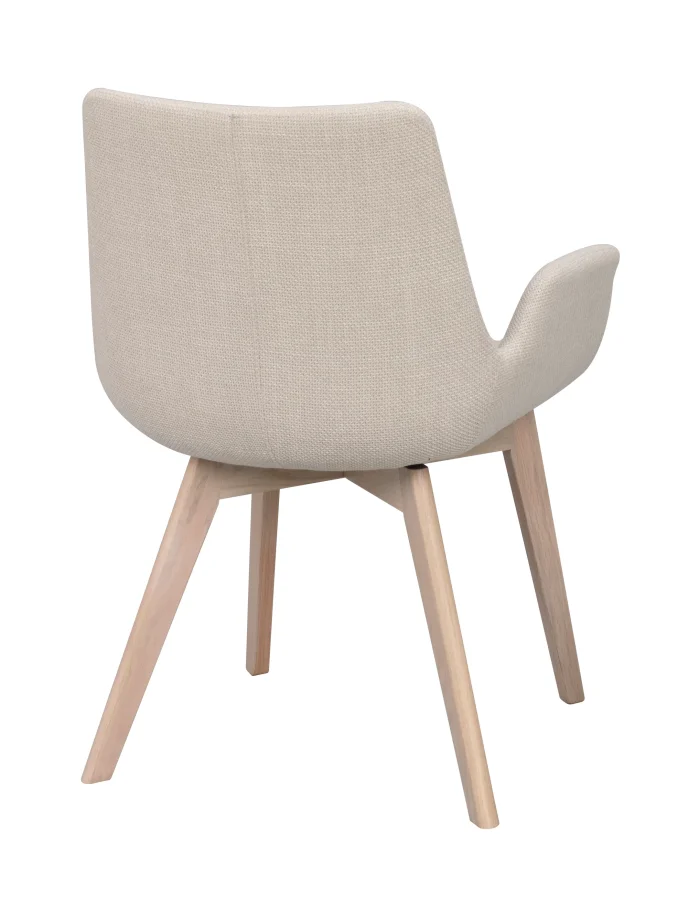 ROWICO Drimsdale lnestol, m. armln - beige polyester og hvidpigmenteret eg