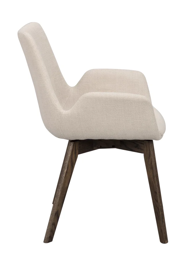 ROWICO Drimsdale lnestol, m. armln - beige polyester og brun eg