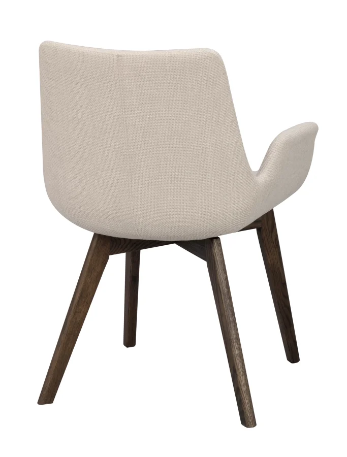 ROWICO Drimsdale lnestol, m. armln - beige polyester og brun eg