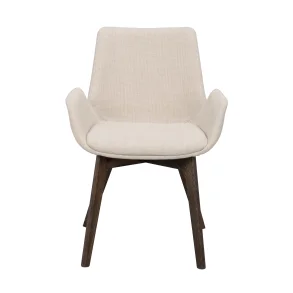 ROWICO Drimsdale lnestol, m. armln - beige polyester og brun eg