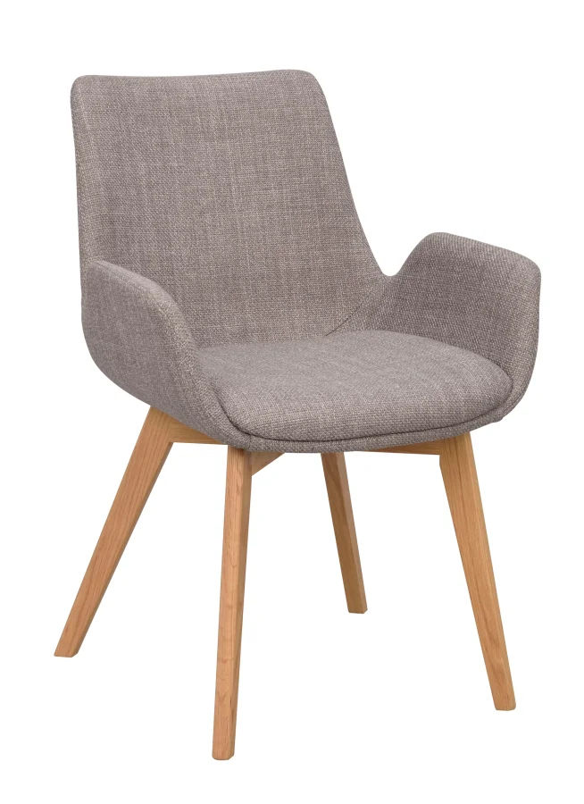 ROWICO Drimsdale lnestol, m. armln - gr polyester og natur eg