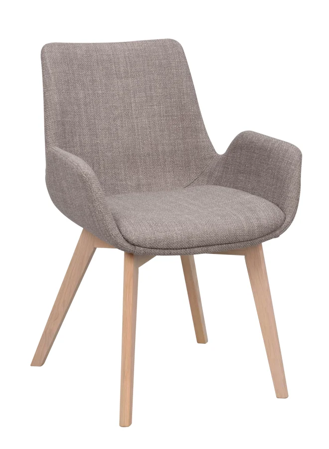 ROWICO Drimsdale lnestol, m. armln - gr polyester og hvidpigmenteret eg