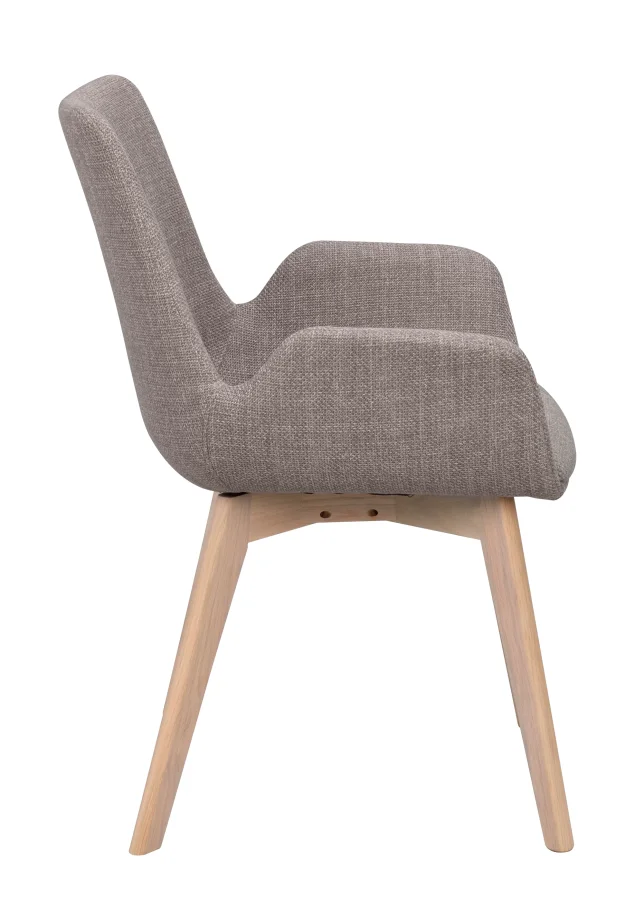 ROWICO Drimsdale lnestol, m. armln - gr polyester og hvidpigmenteret eg