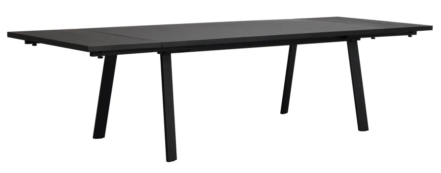 ROWICO Winnipeg spisebord, m. udtrk - sort egefinér og sort metal (200x100)