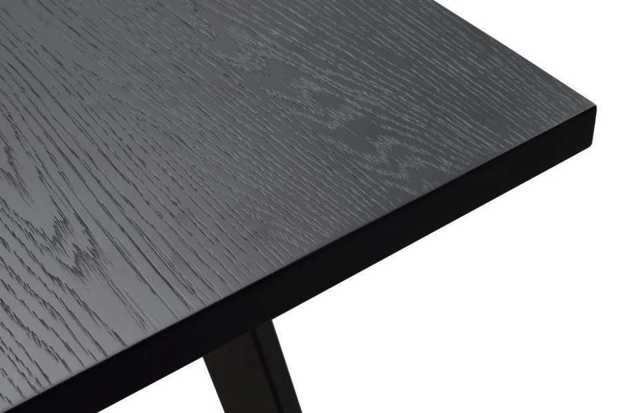 ROWICO Winnipeg spisebord, m. udtrk - sort egefinér og sort metal (200x100)