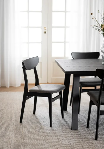 ROWICO Winnipeg spisebord, m. udtrk - sort egefinér og sort metal (200x100)