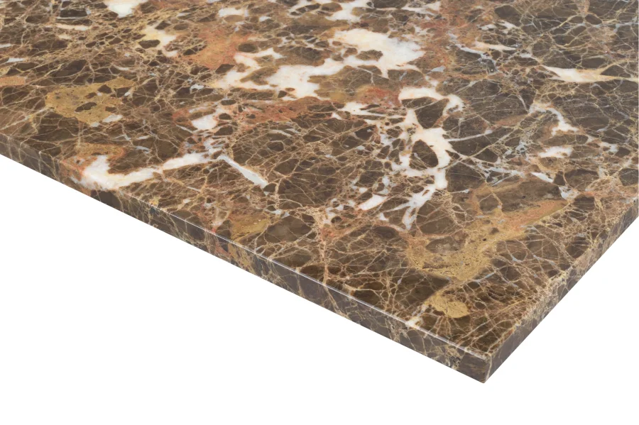 ROWICO Brooksville sofabord, kvadratisk - brun marmor og brun egefinér (90x90)