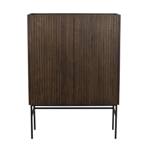 ROWICO Halifax skab, m. 2 lger og 2 hylder - brun egefinér og sort metal