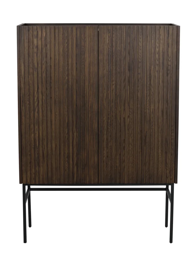 ROWICO Halifax skab, m. 2 lger og 2 hylder - brun egefinér og sort metal