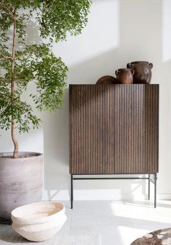 ROWICO Halifax skab, m. 2 lger og 2 hylder - brun egefinér og sort metal