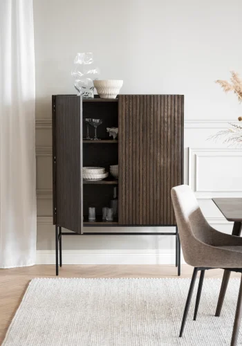 ROWICO Halifax skab, m. 2 lger og 2 hylder - brun egefinér og sort metal