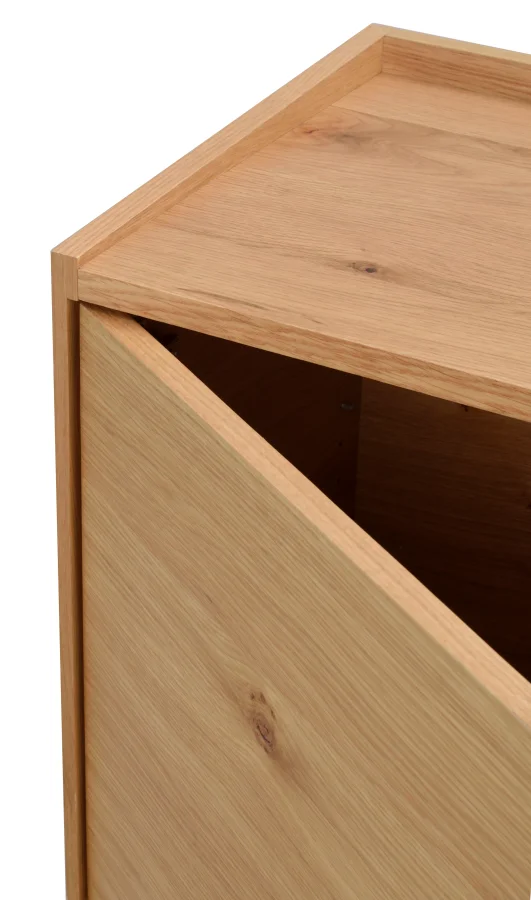 ROWICO Brewerton TV-bord, m. 3 lger og 3 hylder - natur vild egefinér og sort metal (160x40)