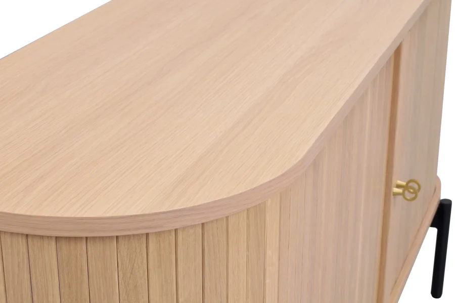 ROWICO Haddington sknk, m. 2 skydelger og 2 hylder - hvidpigmenteret egefinér og sort metal 