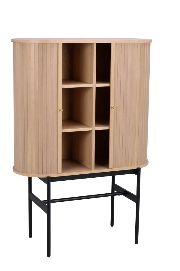 ROWICO Haddington skab, m. 2 skydelger og 4 hylder - hvidpigmenteret egefinér og sort metal