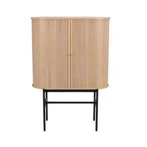 ROWICO Haddington skab, m. 2 skydelger og 4 hylder - hvidpigmenteret egefinér og sort metal