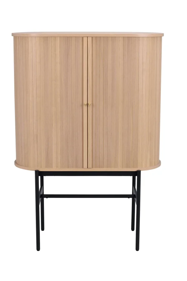 ROWICO Haddington skab, m. 2 skydelger og 4 hylder - hvidpigmenteret egefinér og sort metal