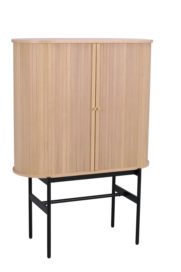 ROWICO Haddington skab, m. 2 skydelger og 4 hylder - hvidpigmenteret egefinér og sort metal