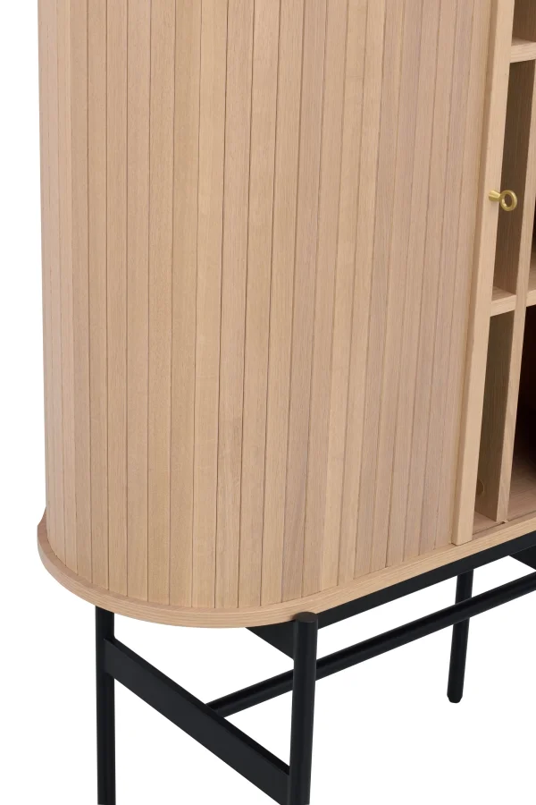 ROWICO Haddington skab, m. 2 skydelger og 4 hylder - hvidpigmenteret egefinér og sort metal