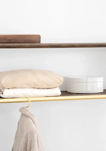 ROWICO Inverness hattehylde, m. bjlestnger - guld metal og brun eg (B:80)