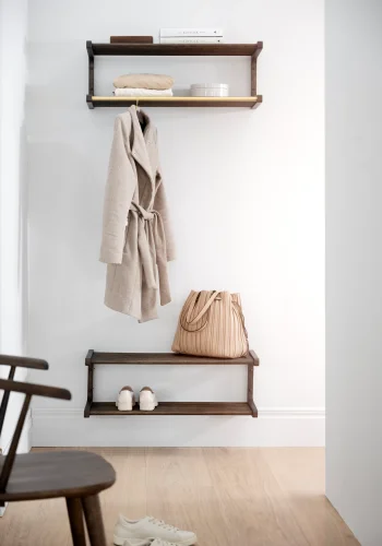 ROWICO Inverness hattehylde, m. bjlestnger - guld metal og brun eg (B:80)