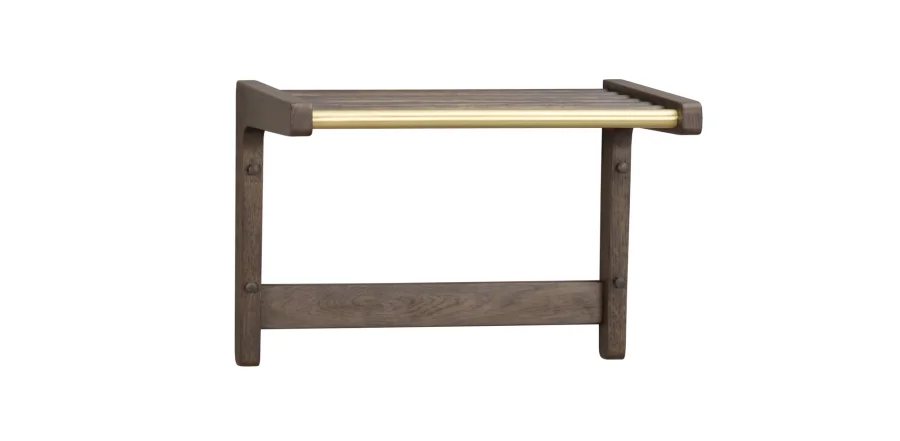 ROWICO Inverness hattehylde, m. bjlestnger - guld metal og brun eg (B:45)