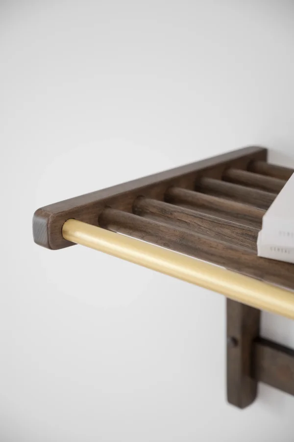 ROWICO Inverness hattehylde, m. bjlestnger - guld metal og brun eg (B:45)