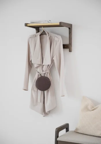 ROWICO Inverness hattehylde, m. bjlestnger - guld metal og brun eg (B:45)