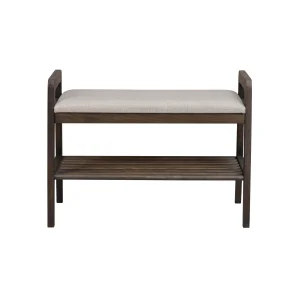 ROWICO Inverness bnk, m. 1 hylde - beige polypropylen og brun eg (75x40)