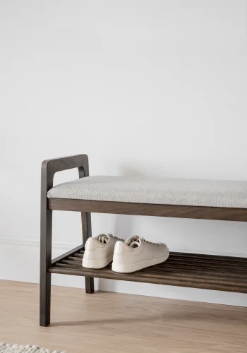 ROWICO Inverness bnk, m. 1 hylde - beige polypropylen og brun eg (75x40)