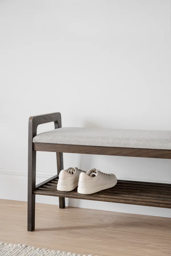 ROWICO Inverness bnk, m. 1 hylde - beige polypropylen og brun eg (75x40)