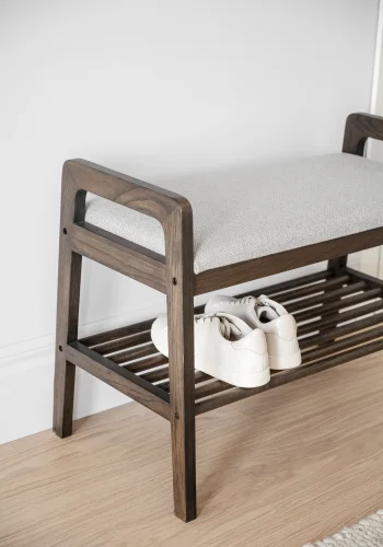 ROWICO Inverness bnk, m. 1 hylde - beige polypropylen og brun eg (75x40)