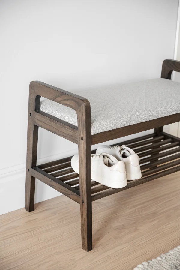 ROWICO Inverness bnk, m. 1 hylde - beige polypropylen og brun eg (75x40)