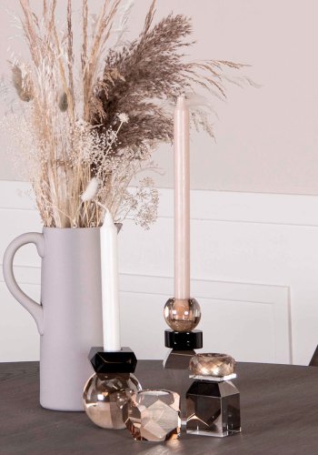 HOUSE OF SANDER Honeysuckle fyrfadsstage - rgfarvet/klar/champagne glas (H:10)