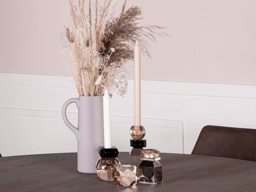 HOUSE OF SANDER Honeysuckle fyrfadsstage - rgfarvet/klar/champagne glas (H:10)