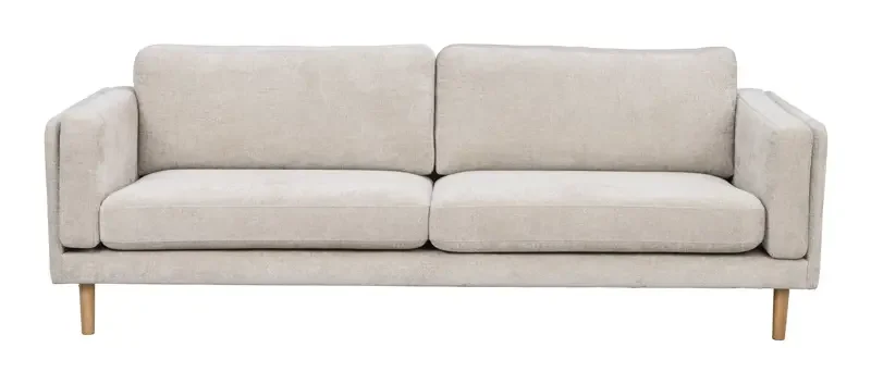 ROWICO Braden 3 pers. sofa - lys beige stof og natur egetr