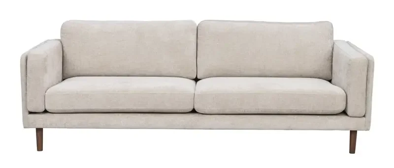 ROWICO Braden 3 pers. sofa - lys beige stof og brun egetr