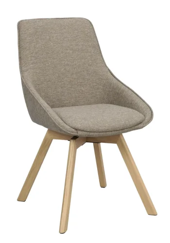 ROWICO Alison spisebordsstol, drejelig - mrk beige stof og natur egetr