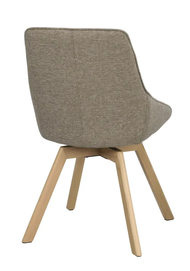 ROWICO Alison spisebordsstol, drejelig - mrk beige stof og natur egetr