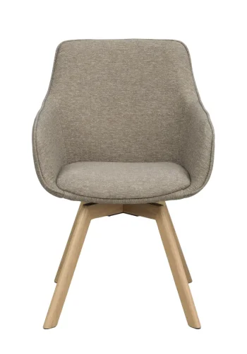 ROWICO Alison spisebordsstol, drejelig, m. armln - mrk beige stof og natur egetr